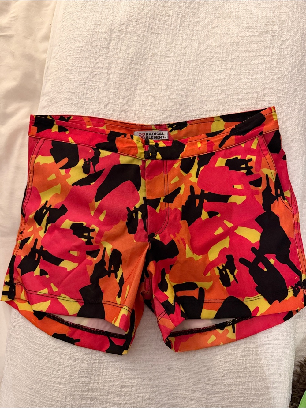 Men's Red & Orange Camo Swim Trunks